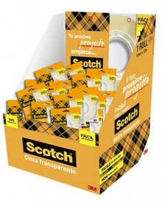 Scotch 508 Cinta Adhesiva 19mm x 33m - Facil de Cortar - Transparente