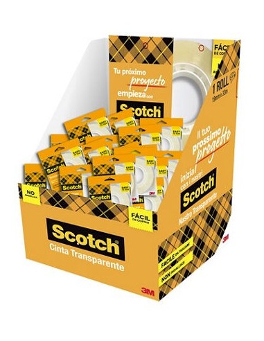 Scotch 508 Cinta Adhesiva 19mm x 33m - Facil de Cortar - Transparente