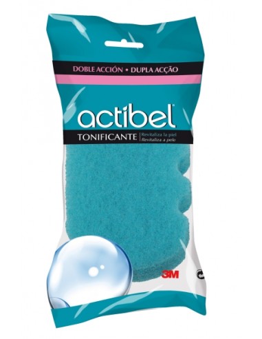 Actibel Tonic Esponja Corporal de Doble Accion - 1 Lado Suave - 1 Lado Exfoliante - Ergonomica - Color Azul