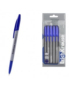ErichKrause Slender Stick Grey Pack de 8 Boligrafos con Capuchon - Punta de Aguja 0.7mm - Cuerpo Opaco Gris - Trazo 0.26mm -