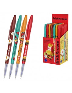 ErichKrause Stick Cheat Meal Boligrafo con Capuchon - Modelos Surtidos - Trazo 0.26mm - Tinta de Baja Viscosidad - Tapa