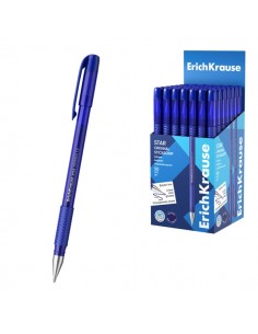 ErichKrause Star Stick and Grip Original Boligrafo con Capuchon - Punta de 1.2mm - Trazo 0.35mm - Zona de Agarre de Goma -