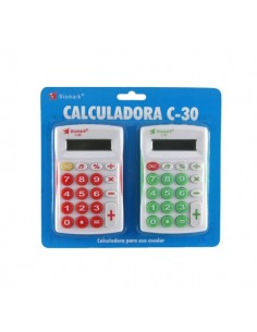 Bismark C-30 Pack de 2 Calculadoras Infantiles - Pantalla LCD - Funciones Basicas - Alimentacion a Pilas - Colores Surtidos