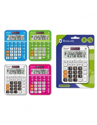 Bismark C-2746 Calculadora de Sobremesa - Pantalla LCD de 12 Digitos - 3 Teclas de Memoria-Calculo de Impuestos-Raiz