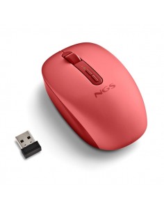 NGS Fog Dual Raton Inalambrico 1600 dpi - Bluetooth 5.2 y 2.4 GHz - 3 Botones - Silencioso - Color Rojo