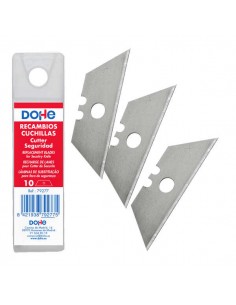 Dohe Pack con 10 Cuchillas de Recambio Trapezoidales para Cutters de Seguridad - 18mm - Acero de Maxima Calidad