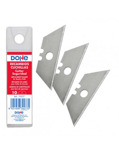 Dohe Pack con 10 Cuchillas de Recambio Trapezoidales para Cutters de Seguridad - 18mm - Acero de Maxima Calidad
