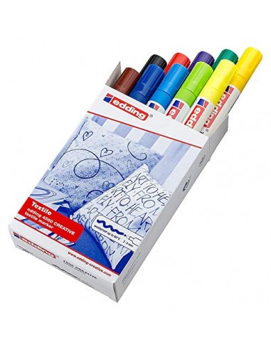 Edding 4500 Pack de 10 Rotuladores Permanentes para Textil - Punta Redonda - Trazo 2-3mm - Olor Neutro - Secado Rapido -