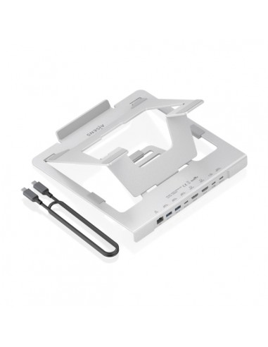 Aisens ASUC-7P046-GR Soporte para Portatil hasta 16" - Regulable en Altura - Antideslizante - Plegable - USB-C Docking 7 en 1