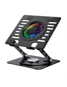 CoolBoox CoolAir RGB Soporte Elevador para Portatil de hasta 17" - Ajustable en Altura - Rotacion de Base 360 - Ventilador