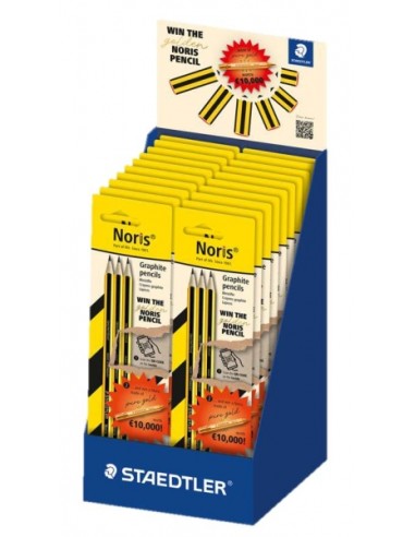 Staedtler Noris Expositor con 20 Blisters de 3 Lapices de Grafito Hexagonal HB - Mina Ultrarresistente de 2mm - Madera de