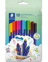 Staedtler Triplus Color 323 Pack de 10 Rotuladores - Trazo 1mm Aprox - Tinta Antisecado - Capuchon Ventilado - Colores