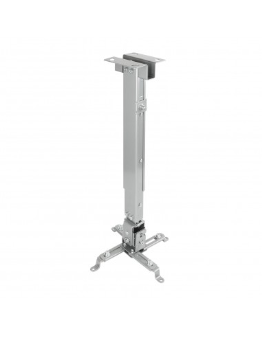 Tooq Soporte Universal de Techo para Proyector - Inclinable y Giratorio - Peso Max 20Kg - Color Plata