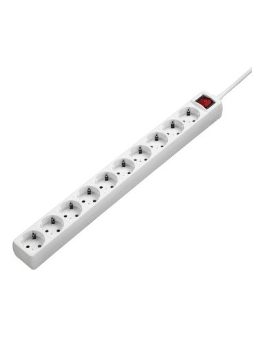 Hama Regleta Alimentacion con 10 Tomas - Cable 3m - Voltaje 230V - Interruptor Iluminado - Color Blanco