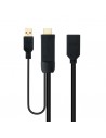 Nanocable Conversor HDMI a DisplayPort V1.2 - HDMI A Macho-DPort Hembra USB-A - 20 cm - Color Negro