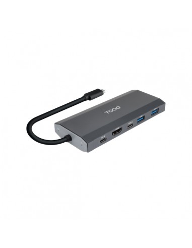 Tooq TQE-2241G Caja Externa M.2 NVME PCIe USB3.1 Gen2 Aluminio - Color Gris-Dock 6 en 1 - 1xHDMI 2.0 4K@60Hz-2xUSB-A 3.0