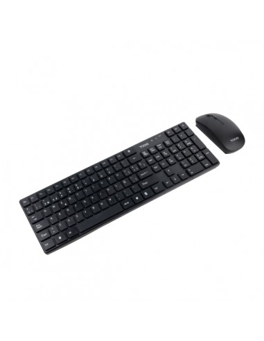 Tooq TQKMW-3102-B Pack de Teclado Inalambrico - Disposicion QWERTY ES-Raton Inalambrico 1600dpi - Slim - 4 Botones - Uso