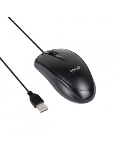 Tooq TQM-1001-B Raton USB - 1000dpi - 3 Botones - Uso Ambidiestro - Cable 1.3m - Color Negro