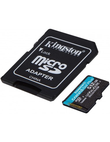 Kingston Tarjeta Micro SDXC 512GB UHS-I U3 V30 Clase 10 170MB s Canvas Go Plus con Adaptador