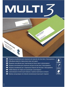 Multi3 Pack de 2.400 Etiquetas Rectangulares TamaÃ±o 70x36mm - 100 Hojas por 24 Etiquetas - Adhesivo Permanente - Cantos
