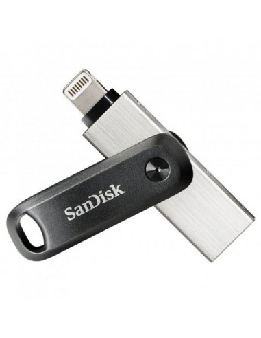 Sandisk IXpand Go Memoria USB 3.0 y Lightning 64GB - Diseño Metalico Plastico - Color Acero Negro (Pendrive)