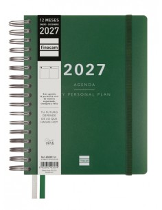 Finocam Tempus Agenda - Anual 2027 - 1 Dia por Pagina - 155x217mm - Espiral Doble - Tapa Extradura de Polipropileno - 2