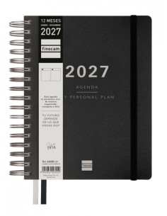 Finocam Tempus Agenda - Anual 2027 - 1 Dia por Pagina - 155x217mm - Espiral Doble - Tapa Extradura de Polipropileno - 2