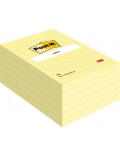Post-It Pack de 6 Blocs de 100 Notas Adhesivas Reposicionables - Forma Rectangular - 101x152mm - Color Amarillo Claro