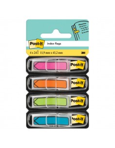 Post-It Index Pack de 4 Dispensadores con 24 Marcadores de Indice Reposicionables - Forma Rectangular - Colores Surtidos