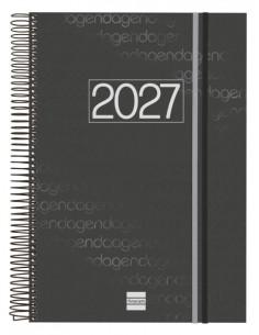 Finocam Espiral Basics Year Agenda en Catalan - Anual 2027 - 1 Dia por Pagina - Formato E40 - 210x297mm - Goma Elastica -
