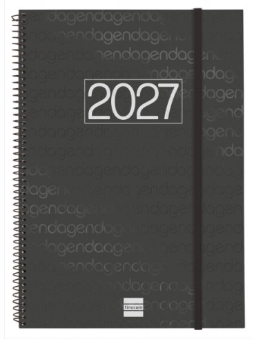 Finocam Espiral Basics Year Agenda - Anual 2027 - Semana Vista Horizontal - Formato E40 - 210x297mm - Espiral - Tapa de