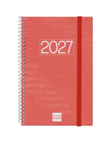 Finocam Espiral Basics Year Agenda en Catalan - Anual 2027 - Semana Vista Horizontal - Formato E5 - 117x181mm - Goma Elastica