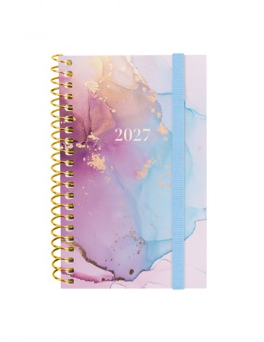 Finocam Trendy Design Collection Goldy Agenda - Anual 2027 - Semana Vista Horizontal - Formato E3 - 79x127mm - Espiral - Tapa