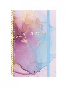 Finocam Trendy Design Collection Goldy Agenda - Anual 2027 - Semana Vista Horizontal - Formato E5 - 117x181mm - Espiral -