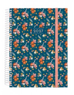 Finocam Trendy Design Collection Flora Agenda - Anual 2027 - 1 Dia por Pagina - Formato E10 - 155x212mm - Espiral - Tapa de