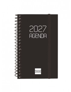 Finocam Espiral Basics Opaque Agenda - Anual 2027 - Semana Vista Horizontal - Formato E3 - 79x127mm - Espiral - Tapa de