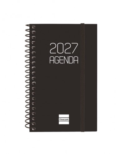Finocam Espiral Basics Opaque Agenda - Anual 2027 - Semana Vista Horizontal - Formato E3 - 79x127mm - Espiral - Tapa de