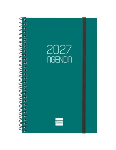 Finocam Espiral Basics Opaque Agenda - Anual 2027 - Semana Vista Horizontal - Formato E5 - 117x181mm - Espiral - Tapa de