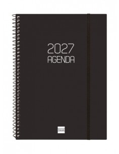 Finocam Espiral Basics Opaque Agenda - Anual 2027 - Semana Vista Horizontal - Formato E10 - 155x212mm - Espiral - Tapa de