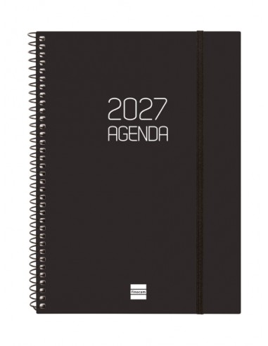 Finocam Espiral Basics Opaque Agenda - Anual 2027 - Semana Vista Horizontal - Formato E10 - 155x212mm - Espiral - Tapa de