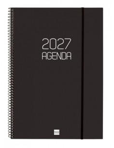 Finocam Espiral Basics Opaque Agenda - Anual 2027 - Semana Vista Horizontal - Formato E40 - 210x297mm - Espiral - Tapa de