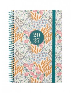 Finocam Moda Espiga Agenda Internacional - Anual 2027 - Semana Vista Vertical - 140x204mm - Goma Elastica - Tapa Dura de