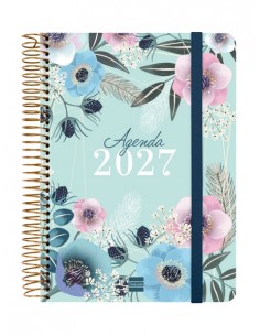 Finocam Cloe Agenda - Anual 2027 - 1 Dia por Pagina - Formato E10 - 155x212mm - Espiral - Tapa Dura de Carton Forrado -
