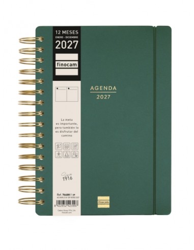 Finocam Haiku Agenda - Anual 2027 - 1 Dia por Pagina - Formato E10 - 155x212mm - Espiral Doble - Tapa Dura de Tacto Suave -