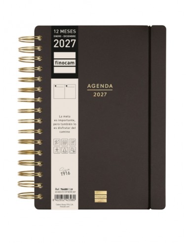 Finocam Haiku Agenda - Anual 2027 - 1 Dia por Pagina - Formato E10 - 155x212mm - Espiral Doble - Tapa Dura de Tacto Suave -