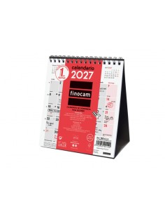Finocam Neutro Calendario de Sobremesa - Anual 2027 - Mes Vista - Formato XS - 140x150mm - Espiral Doble - Papel de 120g m2 -