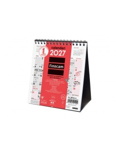 Finocam Neutro Calendario de Sobremesa en Catalan - Anual 2027 - Mes Vista - Formato XS - 140x150mm - Espiral Doble - Papel