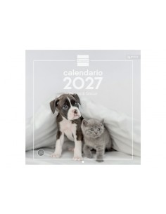 Finocam Perros y Gatos Calendario de Pared - 16 Meses 26 27 - Mes Vista - 300x300mm - Papel de 170g m2 - Imagenes Tematicas