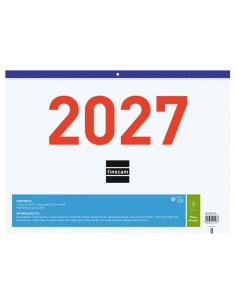 Finocam Calendario Faldilla en Catalan - Anual 2027 - Mes Vista - Formato F94 - 430x310mm - Papel de 80g m2 Microperforado -
