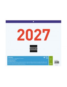 Finocam Calendario Faldilla - Anual 2027 - Mes Vista - Formato F43 - 300x247mm - Papel de 80g m2 Microperforado - Espacio